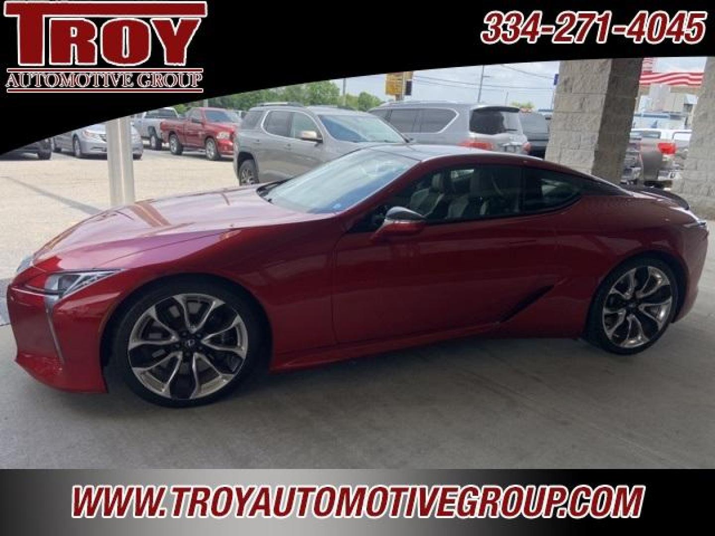 2018 Infrared /Black Lexus LC 500 (JTHHP5AY2JA) with an 5.0L DOHC engine, Automatic transmission, located at 6812 Atlanta Hwy, Montgomery, AL, 36117, (334) 271-4045, 32.382118, -86.178673 - Sport Package w/ Glass roof. $1,400<br>21 Forged Wheels $2,650<br>Carbon Fiber Package $2,398<br>Heads Up Display $900<br>Convenience Package. Blind Spot Rear Traffiic Cross<br> Alert Park Assist. $1,000<br>Limited Slip Differential $390<br>Mark Levinson Sound. $1,220<br>1-Owner-No Accidents - Photo#1