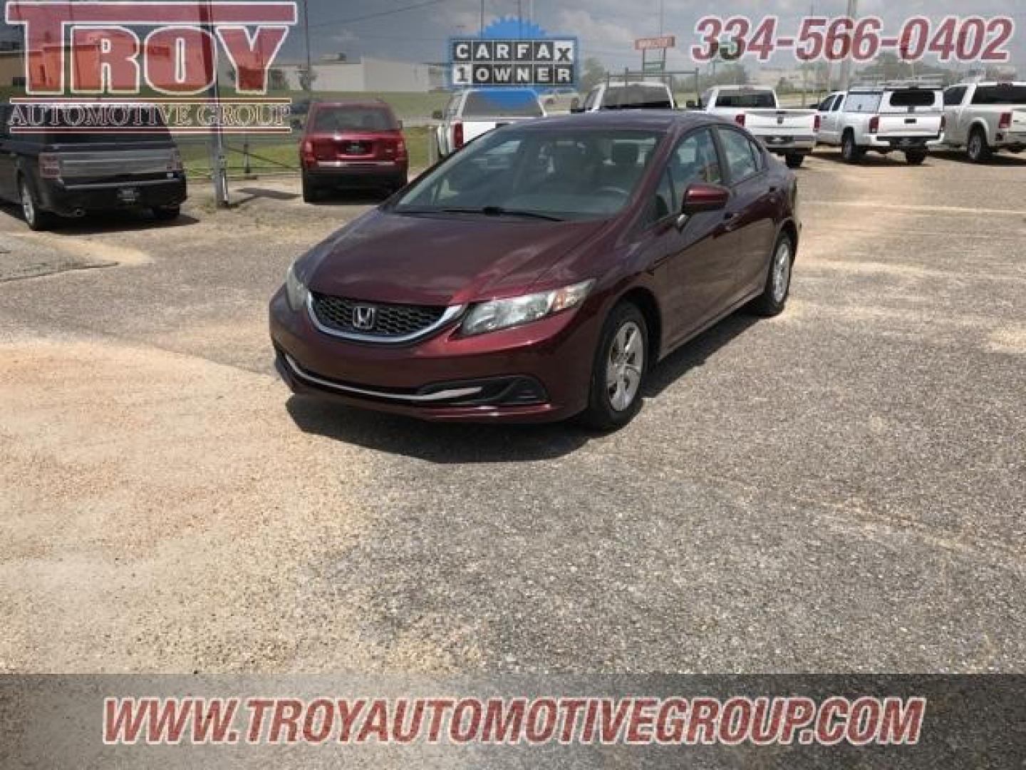 2014 Crimson Pearl /Beige Honda Civic LX (19XFB2F59EE) with an 1.8L I4 SOHC 16V i-VTEC engine, CVT transmission, located at 6812 Atlanta Hwy, Montgomery, AL, 36117, (334) 271-4045, 32.382118, -86.178673 - Photo#0