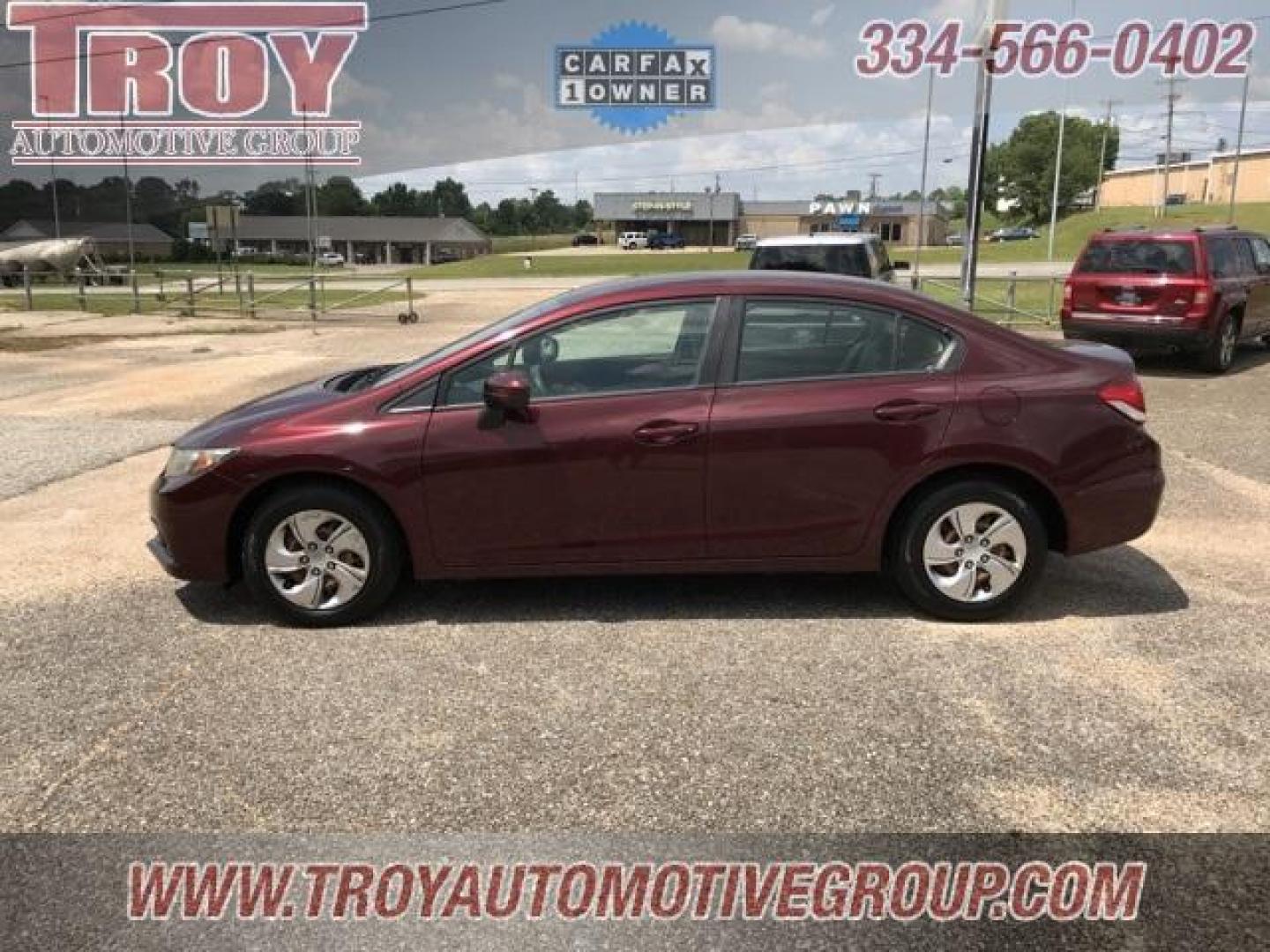 2014 Crimson Pearl /Beige Honda Civic LX (19XFB2F59EE) with an 1.8L I4 SOHC 16V i-VTEC engine, CVT transmission, located at 6812 Atlanta Hwy, Montgomery, AL, 36117, (334) 271-4045, 32.382118, -86.178673 - Photo#1