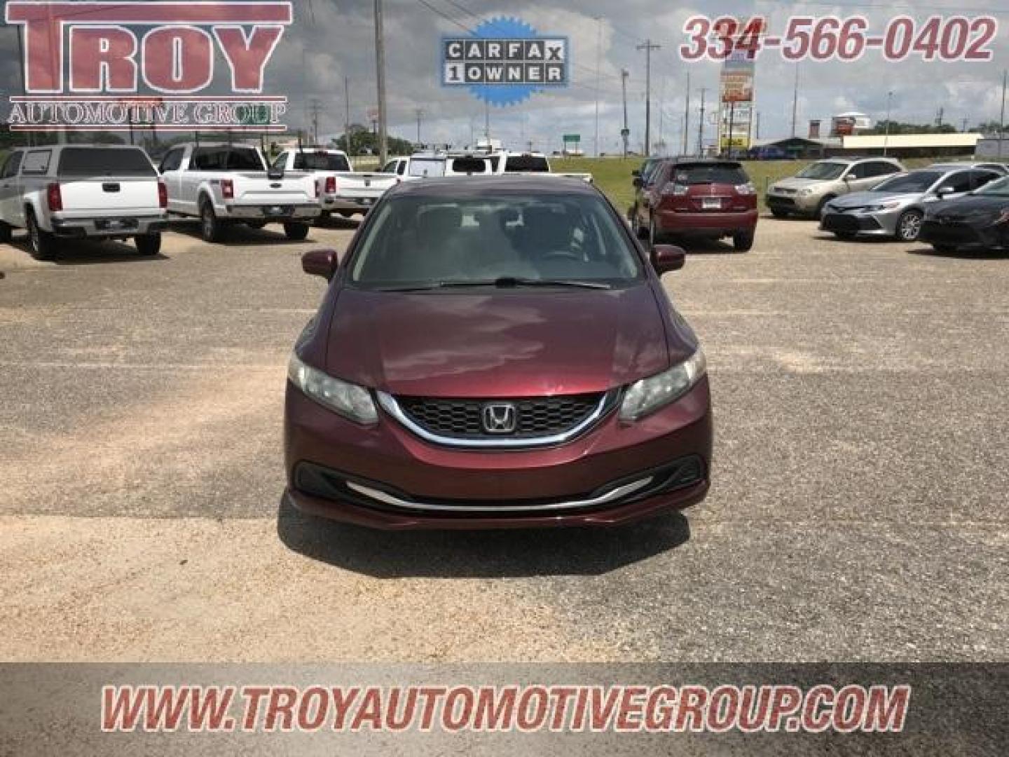 2014 Crimson Pearl /Beige Honda Civic LX (19XFB2F59EE) with an 1.8L I4 SOHC 16V i-VTEC engine, CVT transmission, located at 6812 Atlanta Hwy, Montgomery, AL, 36117, (334) 271-4045, 32.382118, -86.178673 - Photo#2