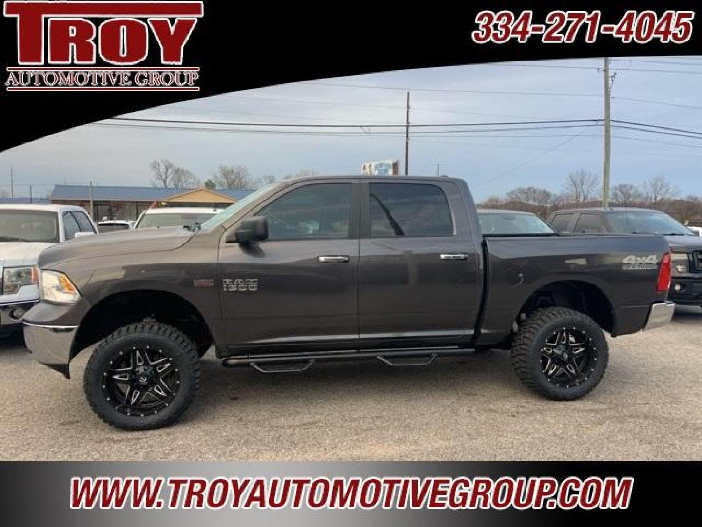 2017 Granite Crystal Metallic Clearcoat /Diesel Gray/Black Ram 1500 SLT (1C6RR7LT9HS) with an HEMI 5.7L V8 Multi Displacement VVT engine, Automatic transmission, located at 6812 Atlanta Hwy, Montgomery, AL, 36117, (334) 271-4045, 32.382118, -86.178673 - Brand New Tires!<br>Fuel Wheels!<br>Tow Package!<br> - Photo#0