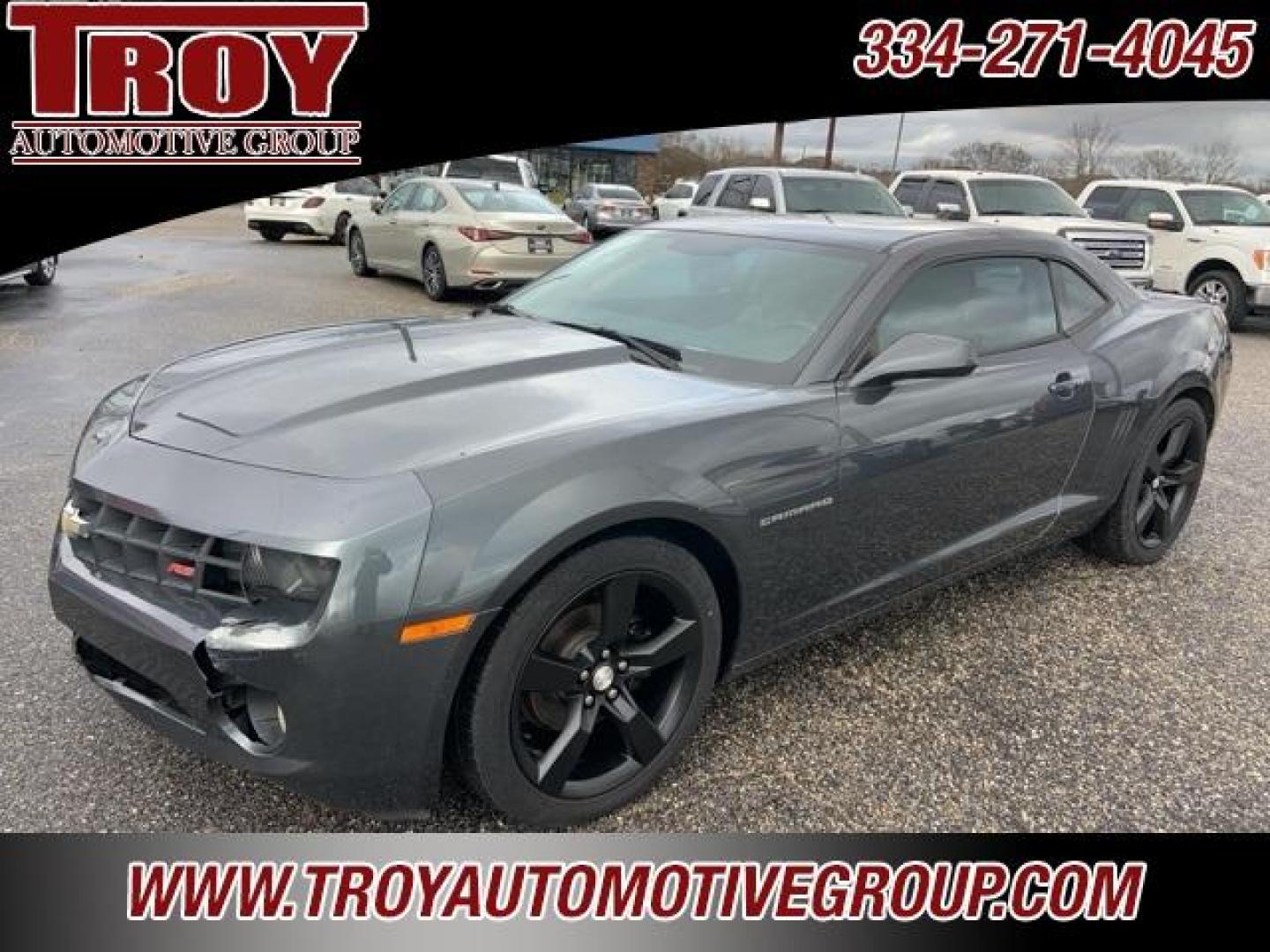 2011 Cyber Gray Metallic /Gray Chevrolet Camaro 2LT (2G1FC1ED7B9) with an 3.6L V6 SIDI VVT engine, Automatic transmission, located at 6812 Atlanta Hwy, Montgomery, AL, 36117, (334) 271-4045, 32.382118, -86.178673 - Torn Seat!! Front Bumper Cracked!!<br>Dent in quarter pane!!<br>Cyber Gray Metallic 2011 Chevrolet Camaro 2LT RWD 2LT 3.6L V6 SIDI VVT 6-Speed Automatic with TapShift<br><br>Financing Available---Top Value for Trades.<br><br>18/29 City/Highway MPG<br><br><br>Awards:<br> * JD Power Dependability S - Photo#2