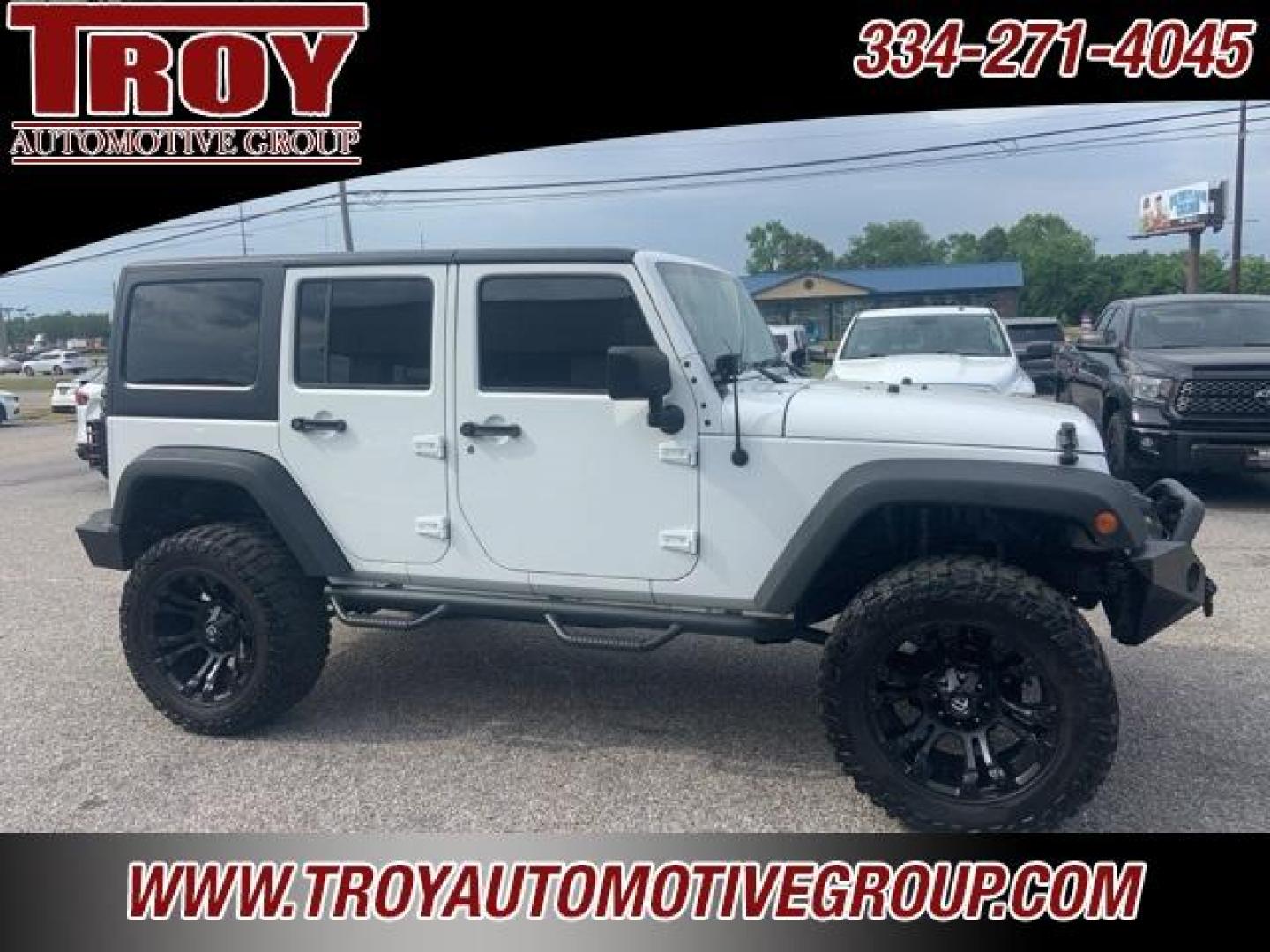 2016 Bright White Clearcoat /Black Jeep Wrangler Unlimited Sport (1C4BJWDGXGL) with an 3.6L V6 24V VVT engine, Automatic transmission, located at 6812 Atlanta Hwy, Montgomery, AL, 36117, (334) 271-4045, 32.382118, -86.178673 - Fuel Wheels w/Matching Spare!!<br>Warn Winch!!<br> - Photo#2