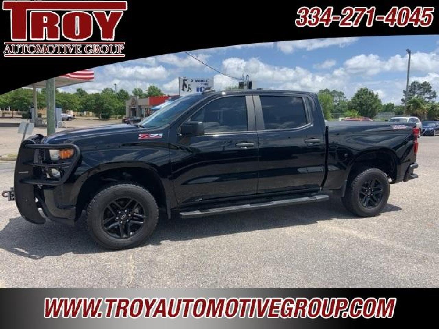 2021 Black /Jet Black Chevrolet Silverado 1500 Custom Trail Boss (3GCPYCEF1MG) with an EcoTec3 5.3L V8 engine, Automatic transmission, located at 6812 Atlanta Hwy, Montgomery, AL, 36117, (334) 271-4045, 32.382118, -86.178673 - 1-Owner!!<br>Full Police Package Truck!!<br>Lights-Sirens-CB!!<br>HDX Brush Guard!!<br>Winch!!<br>Flip Up Bedcover!! - Photo#0