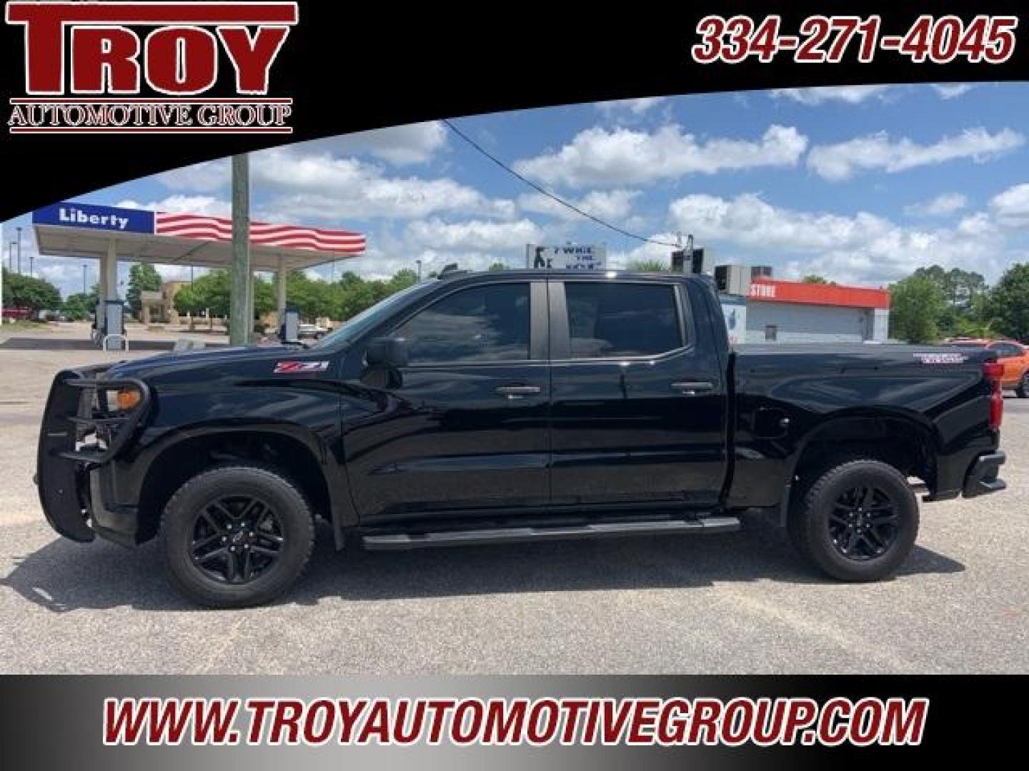 2021 Black /Jet Black Chevrolet Silverado 1500 Custom Trail Boss (3GCPYCEF1MG) with an EcoTec3 5.3L V8 engine, Automatic transmission, located at 6812 Atlanta Hwy, Montgomery, AL, 36117, (334) 271-4045, 32.382118, -86.178673 - 1-Owner!!<br>Full Police Package Truck!!<br>Lights-Sirens-CB!!<br>HDX Brush Guard!!<br>Winch!!<br>Flip Up Bedcover!! - Photo#1