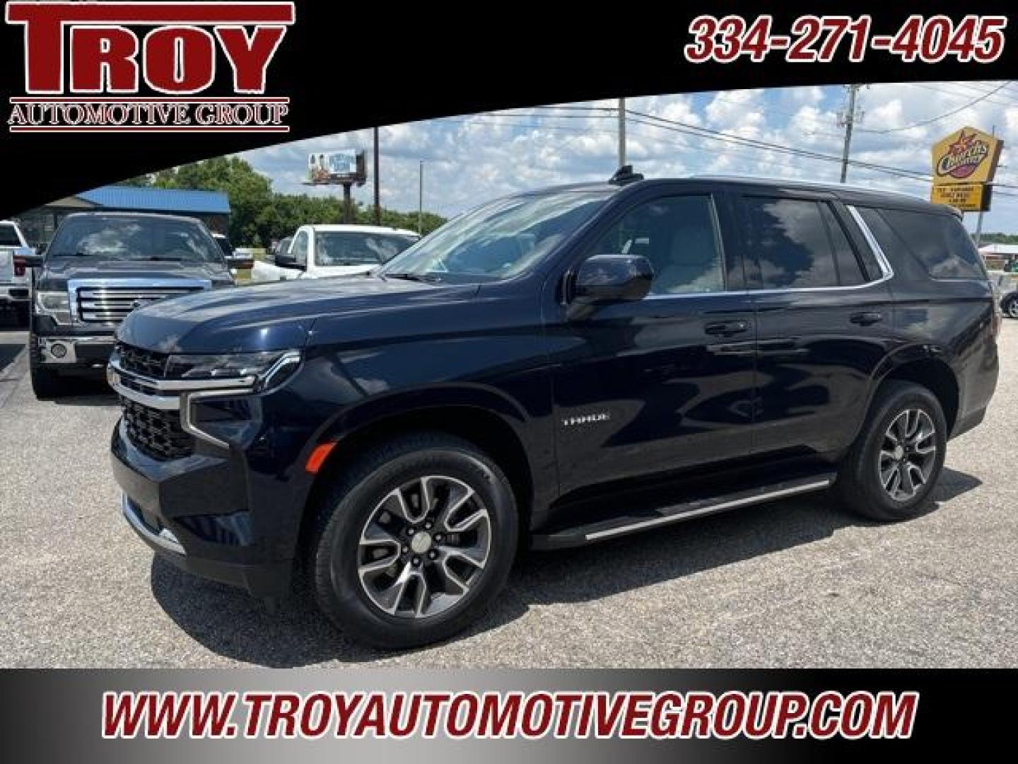 2021 Midnight Blue Metallic /Gideon/Very Dark Atmosphere Chevrolet Tahoe LS (1GNSCMKD0MR) with an EcoTec3 5.3L V8 engine, Automatic transmission, located at 6812 Atlanta Hwy, Montgomery, AL, 36117, (334) 271-4045, 32.382118, -86.178673 - Photo#3