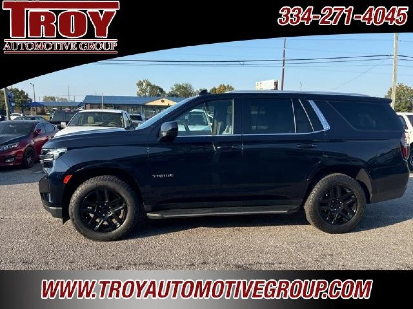 2021 Midnight Blue Metallic /Gideon/Very Dark Atmosphere Chevrolet Tahoe LS (1GNSCMKD0MR) with an EcoTec3 5.3L V8 engine, Automatic transmission, located at 6812 Atlanta Hwy, Montgomery, AL, 36117, (334) 271-4045, 32.382118, -86.178673 - 1-Owner!<br>Brand New 20 black wheel and tires <br>3rd Seat!!<br>20 Premium Wheels!!<br>Tow Package!!<br>Dual Power Front Seats!!<br>Back Up Camera!!<br>Remote Start!! - Photo#0