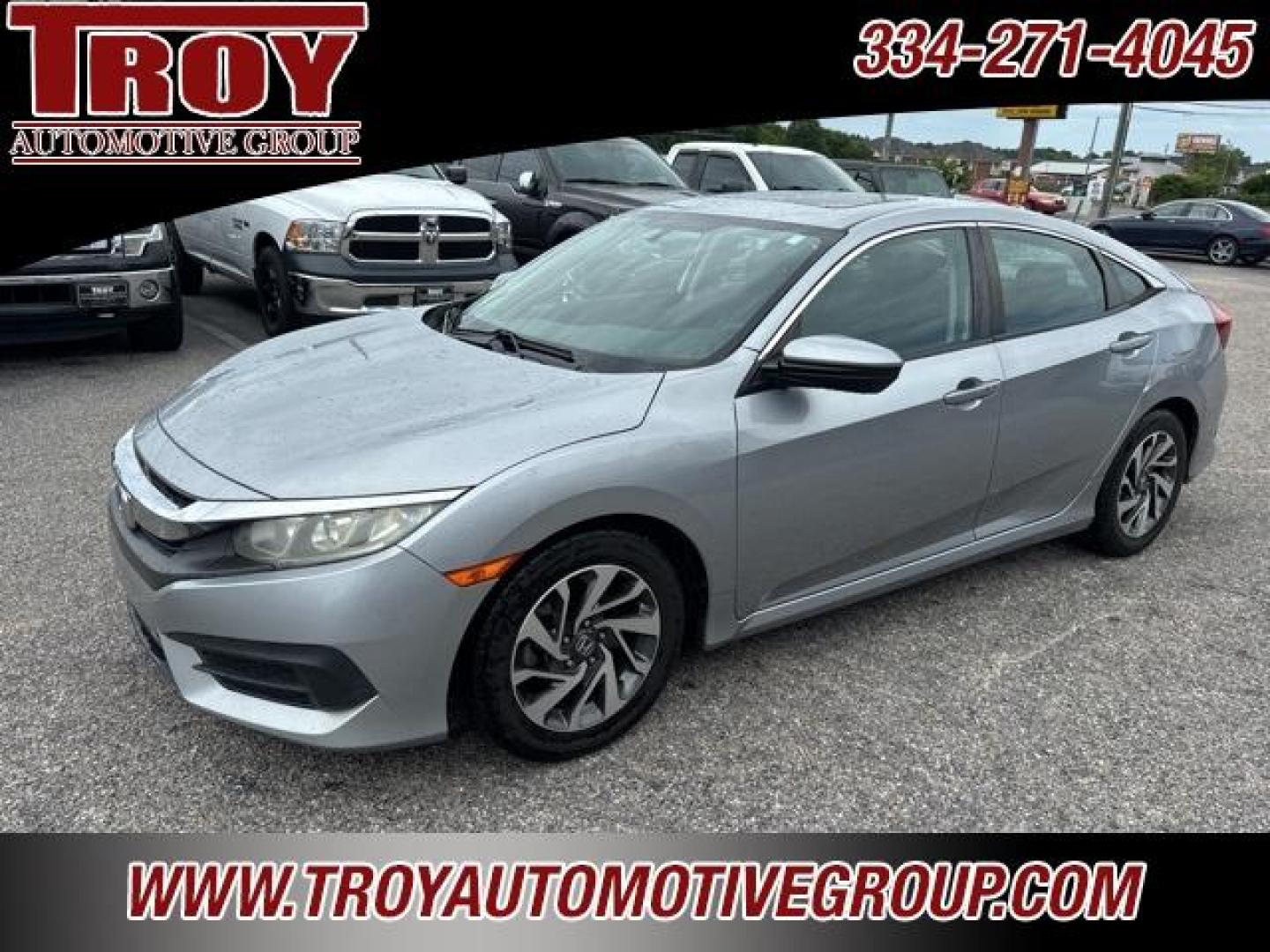 2016 Lunar Silver Metallic /Gray Honda Civic EX (19XFC2F78GE) with an 2.0L I4 DOHC 16V i-VTEC engine, CVT transmission, located at 6812 Atlanta Hwy, Montgomery, AL, 36117, (334) 271-4045, 32.382118, -86.178673 - Recent Arrival!<br>1-OWNER!!<br><br>Silver 2016 Honda Civic EX FWD 2.0L I4 DOHC 16V i-VTEC CVT<br><br>Financing Available---Top Value for Trades.<br><br>31/41 City/Highway MPG<br><br><br>Awards:<br> * 2016 IIHS Top Safety Pick+ (When equipped with honda sensing) * NACTOY 2016 North American Car o - Photo#2