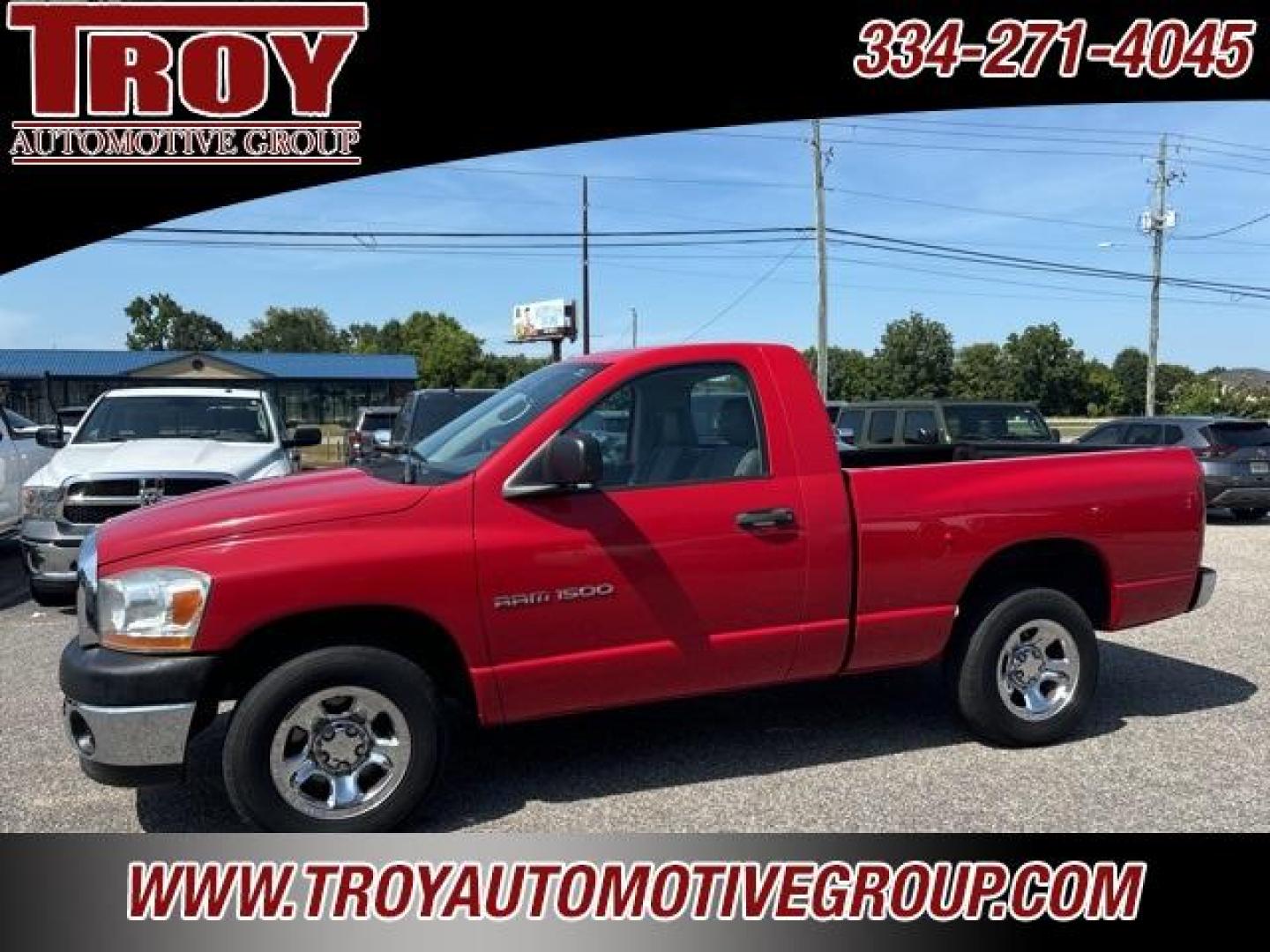 2006 Flame Red Clearcoat /Medium Slate Gray Dodge Ram 1500 ST (1D7HA16K56J) with an Magnum 3.7L V6 engine, Automatic transmission, located at 6812 Atlanta Hwy, Montgomery, AL, 36117, (334) 271-4045, 32.382118, -86.178673 - Flame Red Clearcoat 2006 Dodge Ram 1500 ST RWD Magnum 3.7L V6 4-Speed Automatic<br><br>Financing Available---Top Value for Trades. - Photo#0