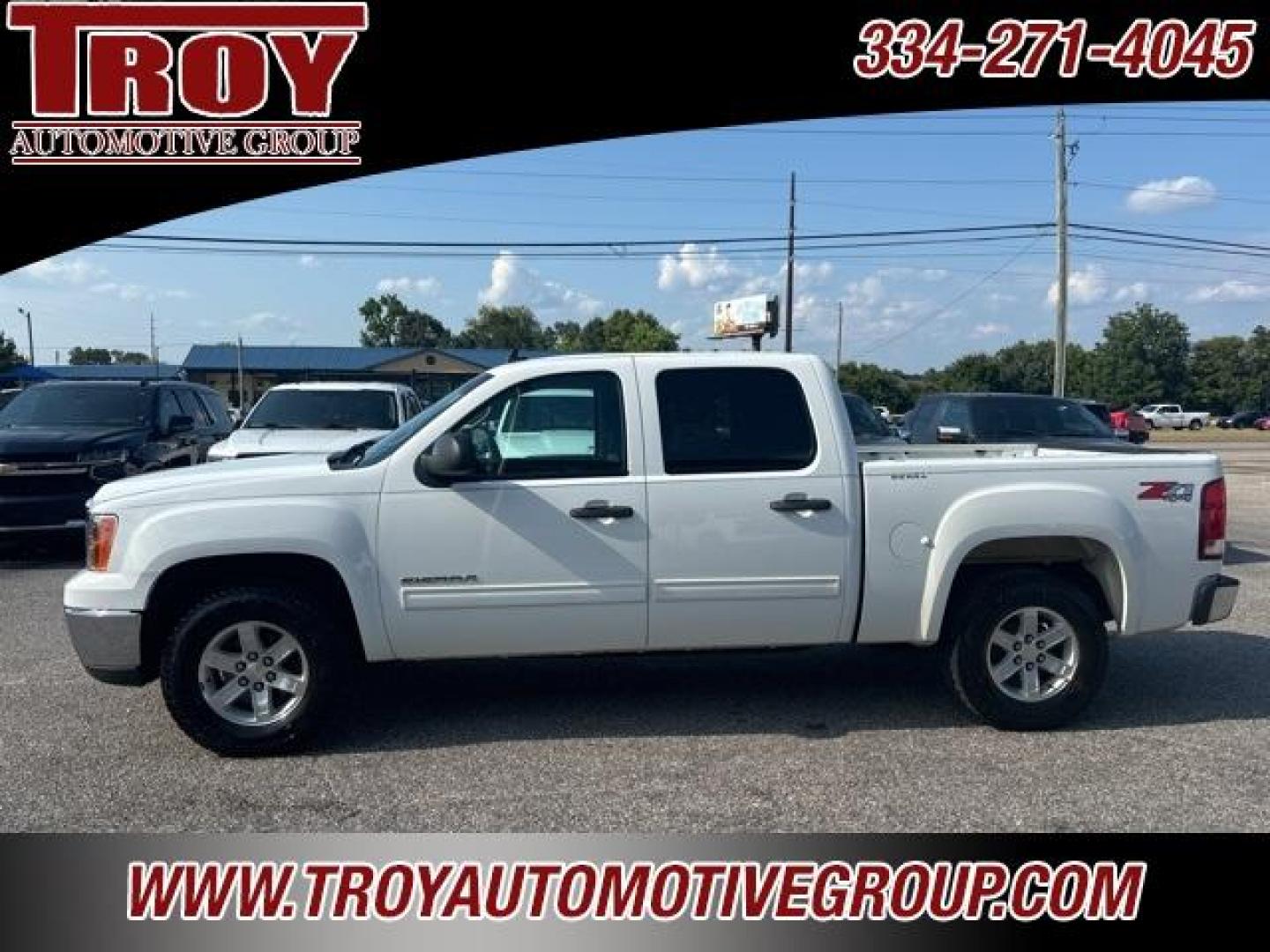 2013 Summit White /Ebony GMC Sierra 1500 SLE (3GTP2VE73DG) with an Vortec 5.3L V8 SFI VVT Flex Fuel engine, Automatic transmission, located at 6812 Atlanta Hwy, Montgomery, AL, 36117, (334) 271-4045, 32.382118, -86.178673 - Summit White 2013 GMC Sierra 1500 SLE 4WD Vortec 5.3L V8 SFI VVT Flex Fuel 6-Speed Automatic<br><br>Financing Available---Top Value for Trades.<br><br><br>Awards:<br> * JD Power Initial Quality Study<br><br>Reviews:<br> * Smooth, quiet ride; comfortable seats; powerful V8 options. Source: Edmunds< - Photo#0