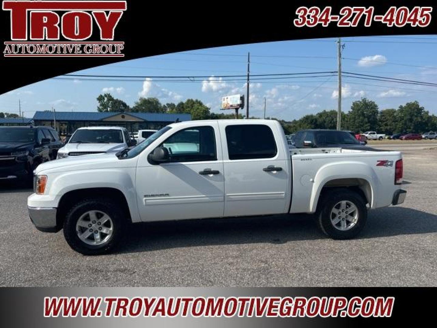 2013 Summit White /Ebony GMC Sierra 1500 SLE (3GTP2VE73DG) with an Vortec 5.3L V8 SFI VVT Flex Fuel engine, Automatic transmission, located at 6812 Atlanta Hwy, Montgomery, AL, 36117, (334) 271-4045, 32.382118, -86.178673 - Summit White 2013 GMC Sierra 1500 SLE 4WD Vortec 5.3L V8 SFI VVT Flex Fuel 6-Speed Automatic<br><br>Financing Available---Top Value for Trades.<br><br><br>Awards:<br> * JD Power Initial Quality Study<br><br>Reviews:<br> * Smooth, quiet ride; comfortable seats; powerful V8 options. Source: Edmunds< - Photo#1