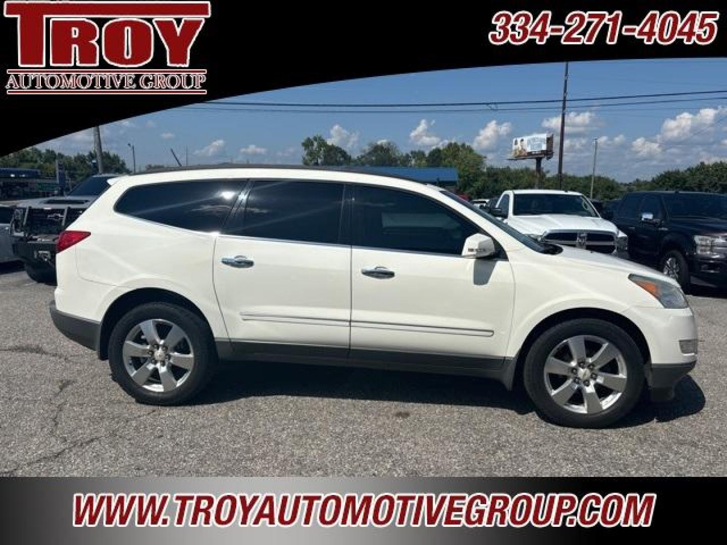 2012 White /Light Gray Chevrolet Traverse LTZ (1GNKVLED3CJ) with an 3.6L V6 SIDI engine, Automatic transmission, located at 6812 Atlanta Hwy, Montgomery, AL, 36117, (334) 271-4045, 32.382118, -86.178673 - Recent Arrival!<br><br>White Diamond Tricoat 2012 Chevrolet Traverse LTZ AWD 3.6L V6 SIDI 6-Speed Automatic Electronic with Overdrive<br><br>Financing Available---Top Value for Trades.<br><br><br>Awards:<br> * 2012 IIHS Top Safety Pick * 2012 KBB.com Best Resale Value Awards<br><br>Reviews:<br> - Photo#1