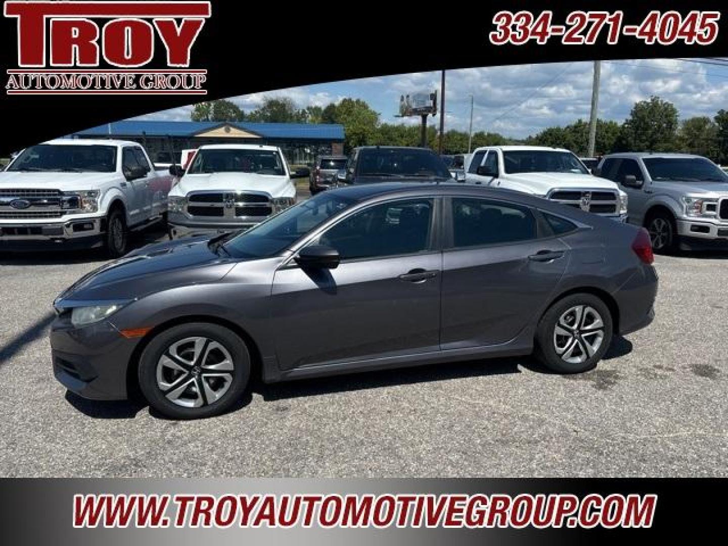 2016 Modern Steel Metallic /Black Honda Civic LX (2HGFC2F53GH) with an 2.0L I4 DOHC 16V i-VTEC engine, CVT transmission, located at 6812 Atlanta Hwy, Montgomery, AL, 36117, (334) 271-4045, 32.382118, -86.178673 - 1-Owner!! - Photo#0