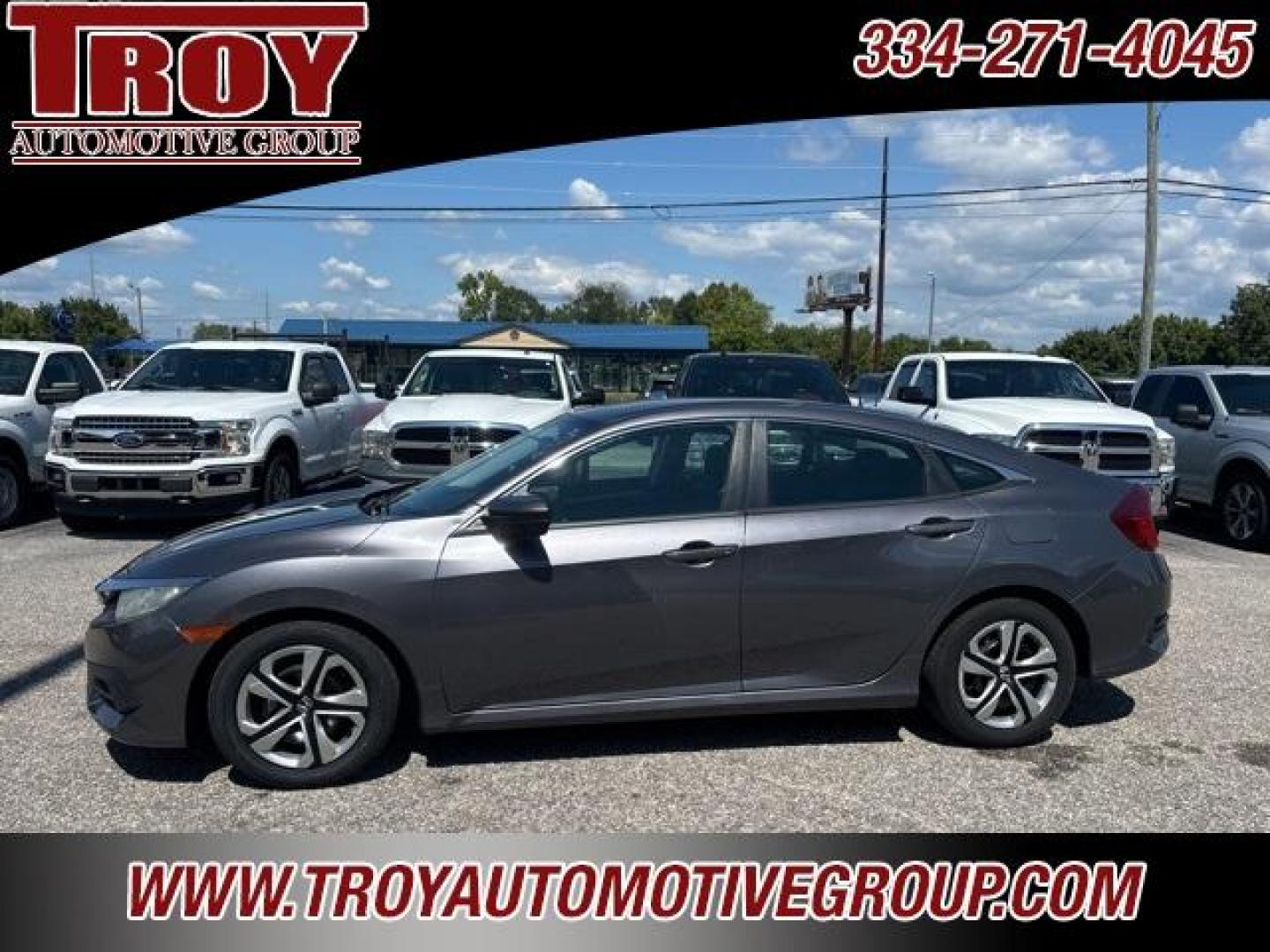 2016 Modern Steel Metallic /Black Honda Civic LX (2HGFC2F53GH) with an 2.0L I4 DOHC 16V i-VTEC engine, CVT transmission, located at 6812 Atlanta Hwy, Montgomery, AL, 36117, (334) 271-4045, 32.382118, -86.178673 - 1-Owner!! - Photo#1