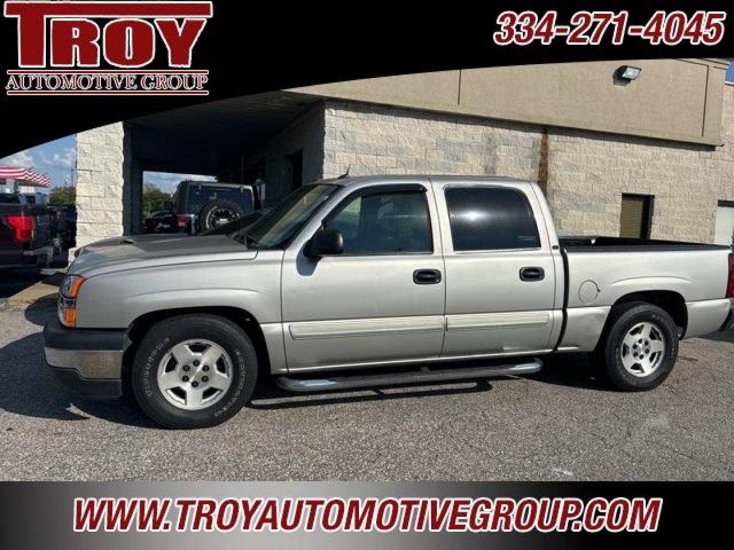 2005 Silver Birch Metallic /Medium Gray Chevrolet Silverado 1500 LT (2GCEC13T151) with an Vortec 5.3L V8 SFI engine, Automatic transmission, located at 6812 Atlanta Hwy, Montgomery, AL, 36117, (334) 271-4045, 32.382118, -86.178673 - Heated Leather Seats!!<br>Bose Premium Sound!!<br>Tow Package!!<br>Runs great couple small dents and paint fading on hood. - Photo#0