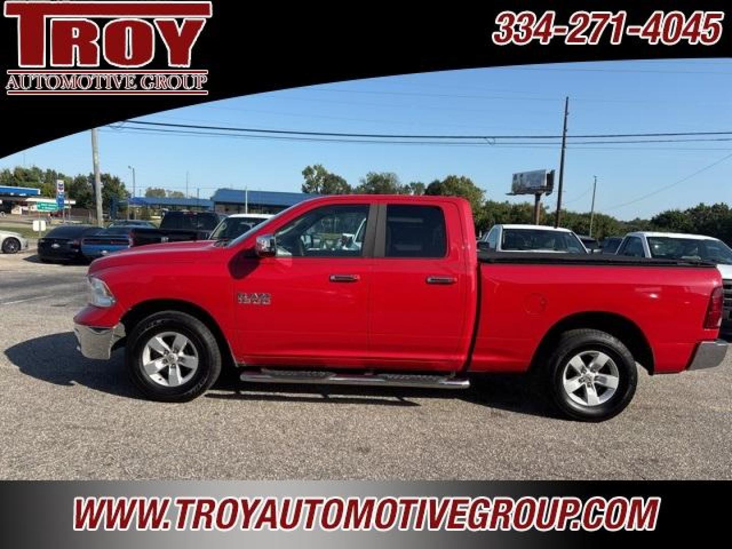 2013 Flame Red Clearcoat /Diesel Gray/Black Ram 1500 SLT (1C6RR6GP5DS) with an 4.7L V8 FFV engine, Automatic transmission, located at 6812 Atlanta Hwy, Montgomery, AL, 36117, (334) 271-4045, 32.382118, -86.178673 - Alloys!!<br>Tow Package!!<br>Chrome Step Bars!!<br>Bedcover!!<br>2-Keys!! - Photo#0