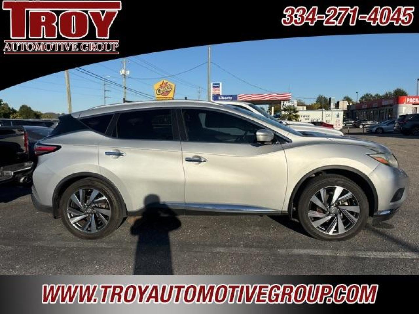 2015 Brilliant Silver Metallic /Black Nissan Murano Platinum (5N1AZ2MG9FN) with an 3.5L V6 DOHC engine, CVT transmission, located at 6812 Atlanta Hwy, Montgomery, AL, 36117, (334) 271-4045, 32.382118, -86.178673 - Navigation!!<br>Heated/Cooled Seats!!<br>2-Master Keys!! - Photo#1