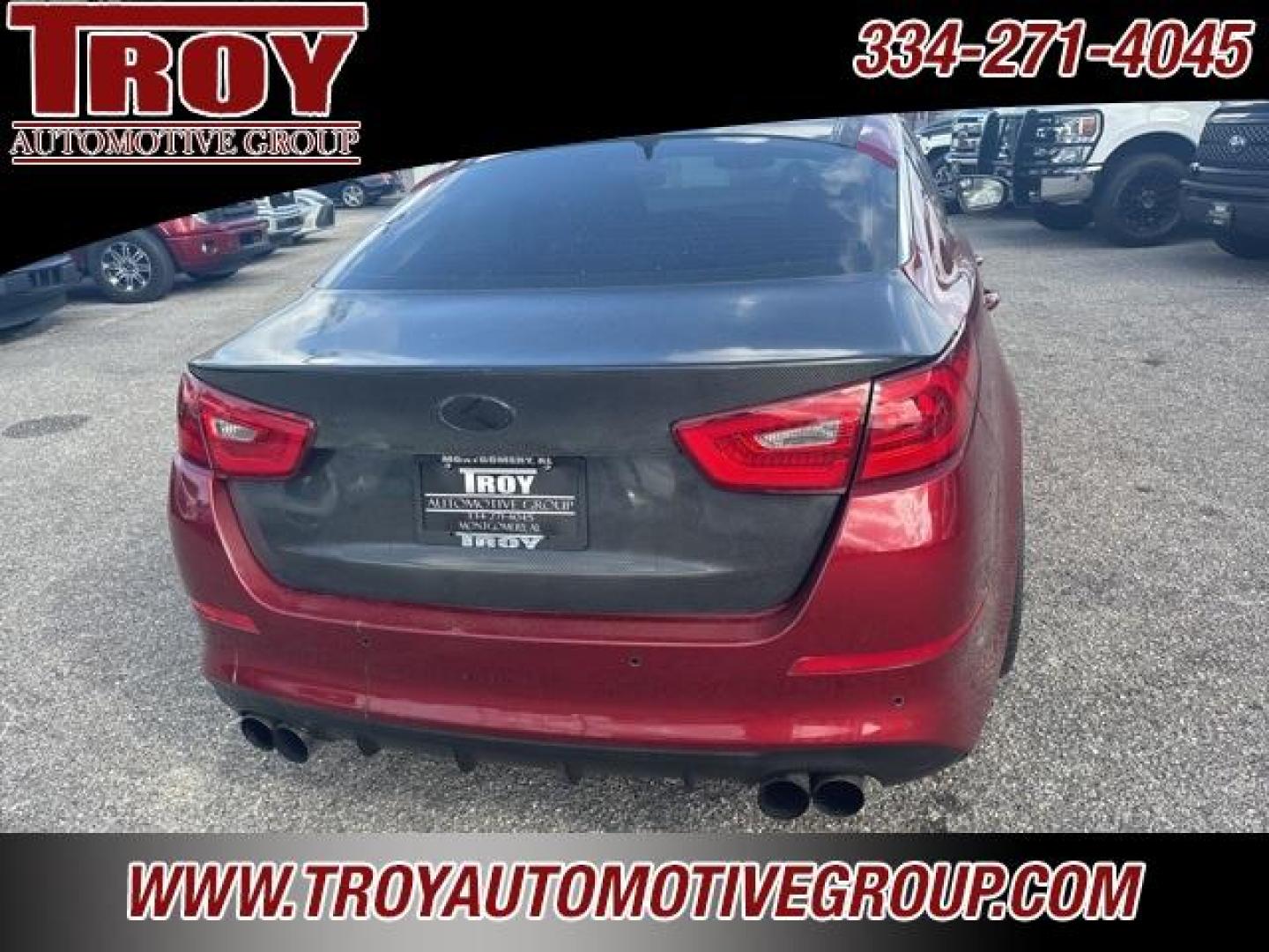 2015 Remington Red Metallic /Black Kia Optima SX (5XXGR4A62FG) with an 2.0L I4 DGI DOHC Turbocharged engine, Automatic transmission, located at 6812 Atlanta Hwy, Montgomery, AL, 36117, (334) 271-4045, 32.382118, -86.178673 - Recent Arrival!<br>Custom Exhaust!!<br>Cold Air Intake!!<br>Carbon Fiber Hood!!<br>Sunroof!! Leather!! Navigation!!<br><br><br>Remington Red Metallic 2015 Kia Optima SXL FWD Turbo 2.0L I4 DGI DOHC Turbocharged 6-Speed Automatic with Sportmatic<br><br>Financing Available---Top Value for Trades.<br><b - Photo#14