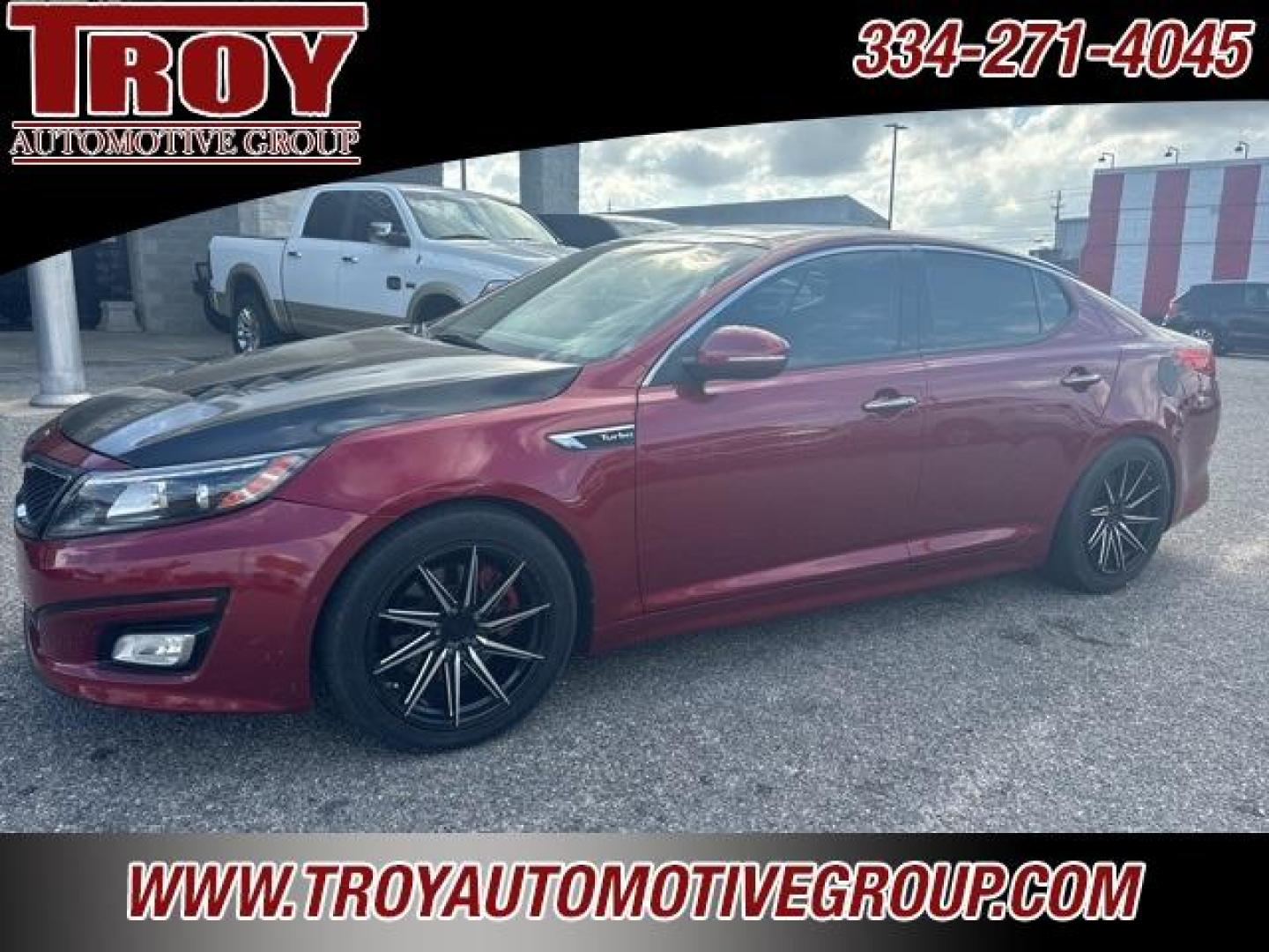 2015 Remington Red Metallic /Black Kia Optima SX (5XXGR4A62FG) with an 2.0L I4 DGI DOHC Turbocharged engine, Automatic transmission, located at 6812 Atlanta Hwy, Montgomery, AL, 36117, (334) 271-4045, 32.382118, -86.178673 - Recent Arrival!<br>Custom Exhaust!!<br>Cold Air Intake!!<br>Carbon Fiber Hood!!<br>Sunroof!! Leather!! Navigation!!<br><br><br>Remington Red Metallic 2015 Kia Optima SXL FWD Turbo 2.0L I4 DGI DOHC Turbocharged 6-Speed Automatic with Sportmatic<br><br>Financing Available---Top Value for Trades.<br><b - Photo#2