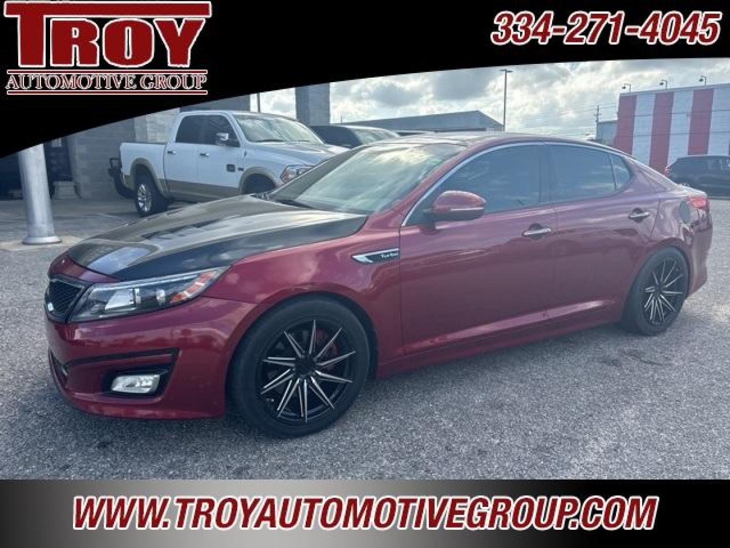 2015 Remington Red Metallic /Black Kia Optima SX (5XXGR4A62FG) with an 2.0L I4 DGI DOHC Turbocharged engine, Automatic transmission, located at 6812 Atlanta Hwy, Montgomery, AL, 36117, (334) 271-4045, 32.382118, -86.178673 - Recent Arrival!<br>Custom Exhaust!!<br>Cold Air Intake!!<br>Carbon Fiber Hood!!<br>Sunroof!! Leather!! Navigation!!<br><br><br>Remington Red Metallic 2015 Kia Optima SXL FWD Turbo 2.0L I4 DGI DOHC Turbocharged 6-Speed Automatic with Sportmatic<br><br>Financing Available---Top Value for Trades.<br><b - Photo#3