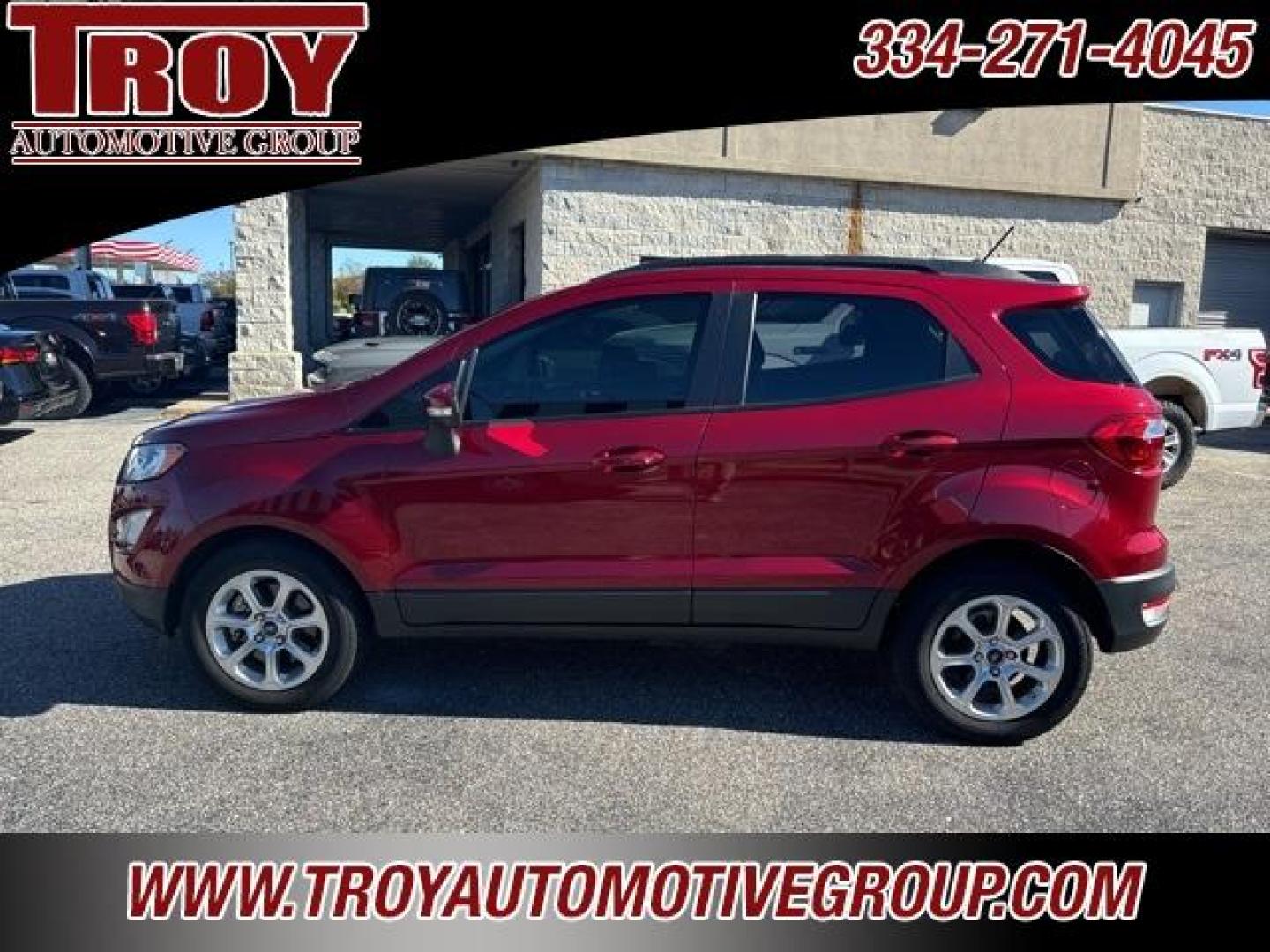 2019 Ruby Red /Medium Light Stone Ford EcoSport SE (MAJ3S2GE5KC) with an EcoBoost 1.0L I3 GTDi DOHC Turbocharged VCT engine, Automatic transmission, located at 6812 Atlanta Hwy, Montgomery, AL, 36117, (334) 271-4045, 32.382118, -86.178673 - Power Sunroof!!!<br>Heated Seats Ruby Red 2019 Ford EcoSport SE FWD EcoBoost 1.0L I3 GTDi DOHC Turbocharged VCT 6-Speed Automatic<br><br>Financing Available---Top Value for Trades.<br><br>Odometer is 21685 miles below market average! 27/29 City/Highway MPG - Photo#0