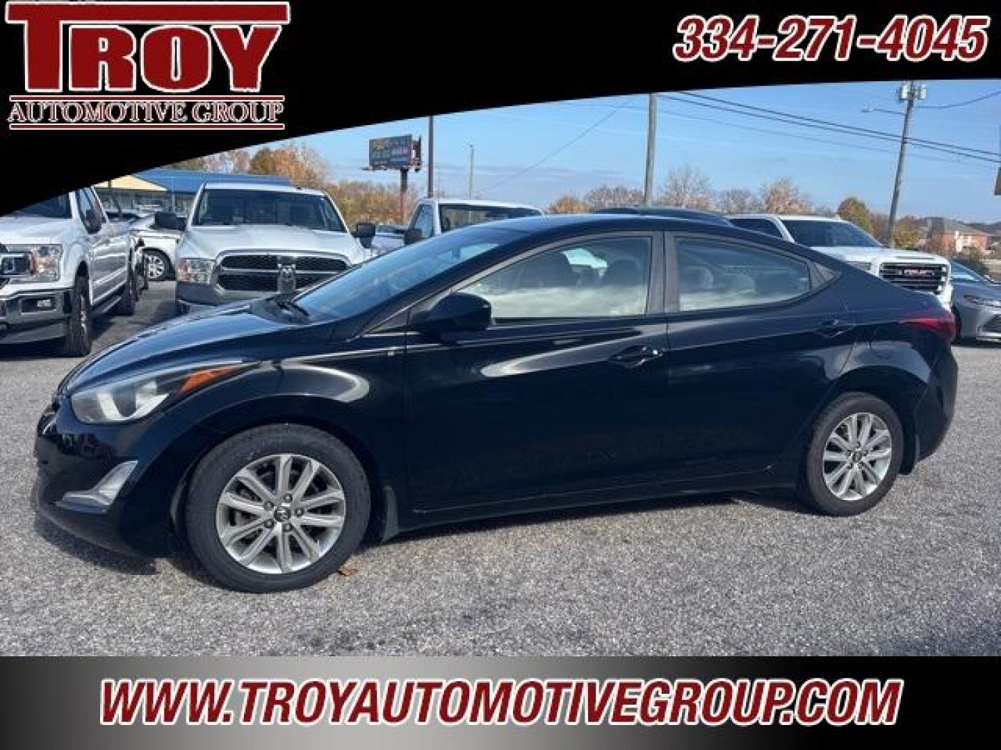 2015 Black Noir Pearl /Gray Hyundai Elantra SE (KMHDH4AE2FU) with an 1.8L I4 MPI DOHC 16V ULEV II 145hp engine, Automatic transmission, located at 6812 Atlanta Hwy, Montgomery, AL, 36117, (334) 271-4045, 32.382118, -86.178673 - Salvage title due to water damage!!<br>Nice car!!<br>New Tires!!<br>Back Up Camera!!<br>Steering Wheel Audio Controls!!<br> - Photo#0