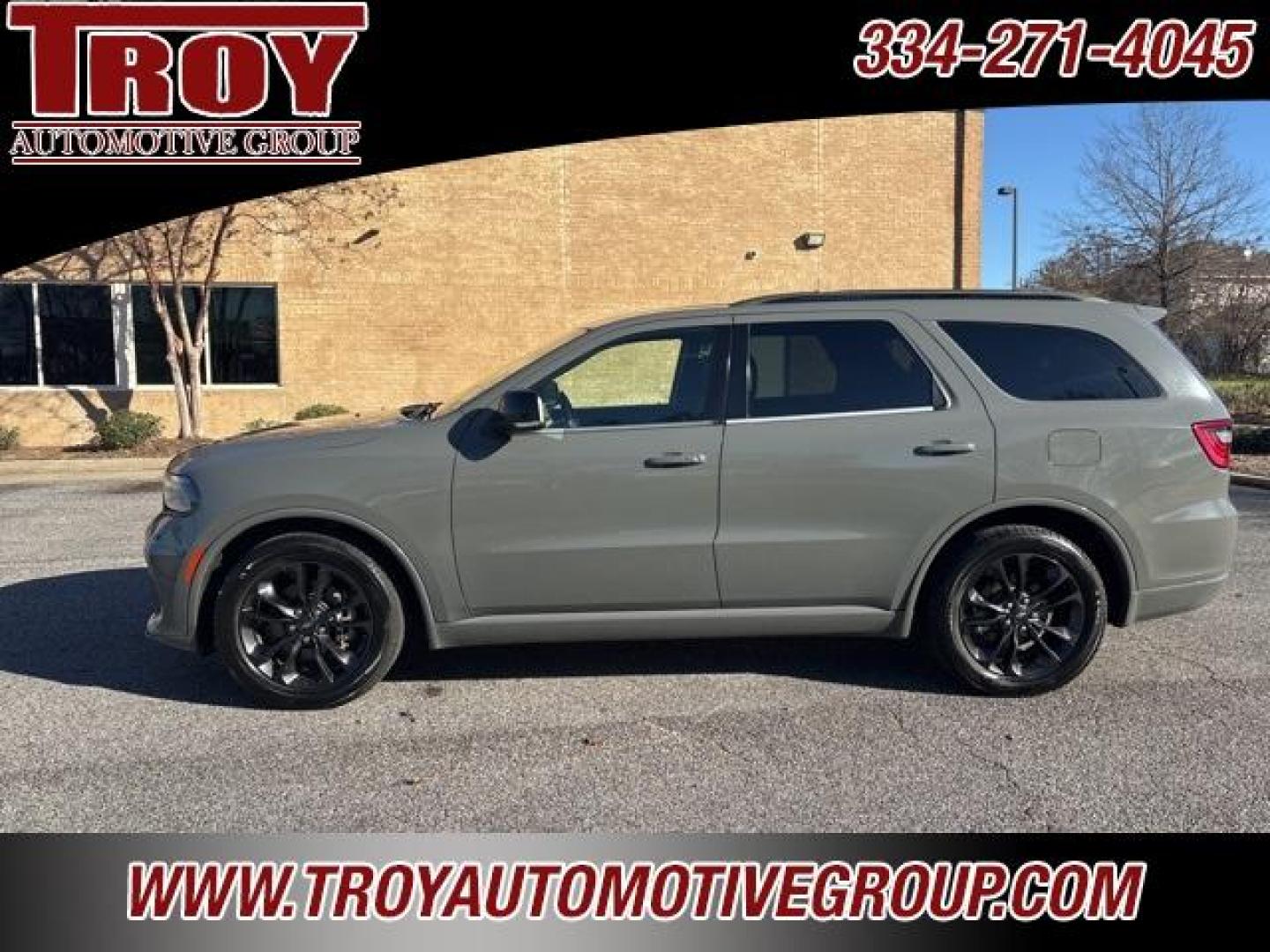 2021 Destroyer Gray Clearcoat /Black Dodge Durango GT Plus (1C4RDHDG1MC) with an 3.6L V6 24V VVT engine, Automatic transmission, located at 6812 Atlanta Hwy, Montgomery, AL, 36117, (334) 271-4045, 32.382118, -86.178673 - Power Sunroof!!!<br>2 nd Row Bucket Seats!!<br>Tow Package!!<br>New Tires!!<br>Destroyer Gray Clearcoat 2021 Dodge Durango GT Plus RWD 3.6L V6 24V VVT 8-Speed Automatic<br><br>Financing Available---Top Value for Trades.<br><br>19/26 City/Highway MPG - Photo#0